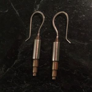 Silver & brass drop earrings